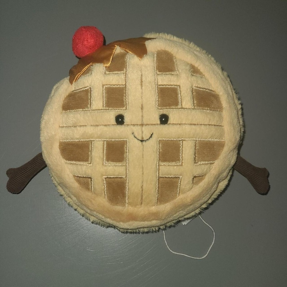 Jellycat Amuseable Waffle Plush Food Strawberry Syrup  Brown Tan - Picture 2 of 7